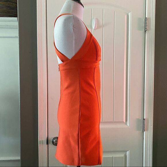 Herve Leger x Forever 21 One Shoulder Cutout Mini Dress Coral Orange NWT - Picture 10 of 16